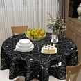 thumbnail image 6 of Halloween Spider Web Table Cloth Round Black and White Bat Tablecloth 60 Inch Decor Washable Stain and Wrinkle Resistant Round Table Cover for Dining Picnic, 6 of 6