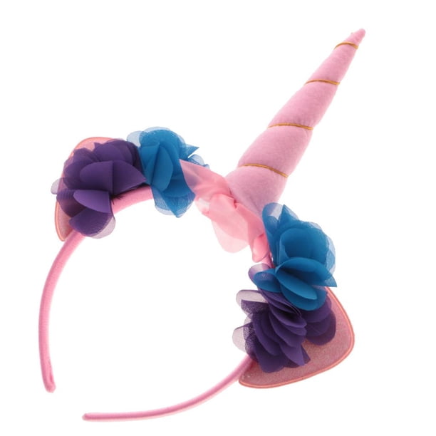 Tela Cuerno Diadema De Flores Halloween Navidad Disfraz Niños Adultos Rosado