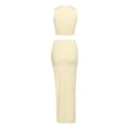 thumbnail image 5 of 2 Piece Maxi Skirt Sets for Women Knit Bodycon Crop Tank Top and High Slit Skirt Dress Set Summer Outfits Khaki M, 5 of 5