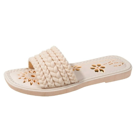 

Quealent Adult Women Sandal Pineapple Sandals for Women Size 11 Ladies Summer Simple Solid Colour Outer Thick Bottom Open One Strap Sandals Women Beige 7.5