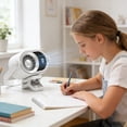 thumbnail image 4 of Clip-On Mini Fan with Digital LED Display, 4-Speed Portable Tabletop/Car Vent Fan, 360° Rotation, USB Type-C, Rechargeable 18650 Battery, White, 8 cm, 4 of 5
