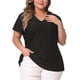 thumbnail image 1 of Blusa de manga acampanada de talla grande para mujer Agnes Orinda, con escote en V, camiseta hueca de primavera y verano, 3X, negra, 1 of 6