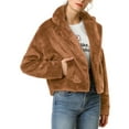 thumbnail image 6 of INSPIRE CHIC Women's Notch Collar Long Sleeve Open Front Faux Fur Fluffy Cropped Jacket XL Caramel, 6 of 8