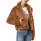 thumbnail image 5 of Chaqueta corta de pelaje sintético esponjoso de manga larga con cuello de muesca para mujer INSPIRE CHIC XS Caramelo, 5 of 8