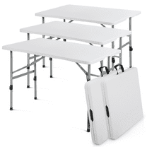 MoNiBloom 5 Pack 4Ft Folding Card Table, Indoor Outdoor Heavy Duty Portable w/ Handle, for Picnic, Camping, White