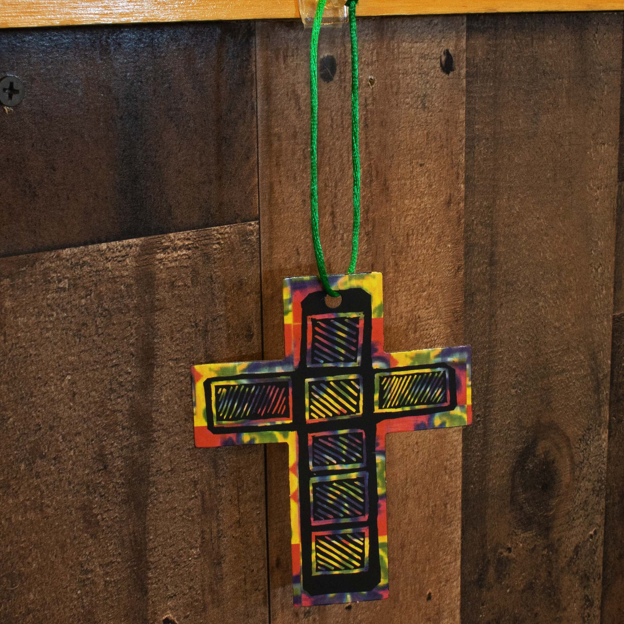 Craft County Magic Color Scratch Cross Projects - 24 Religious Ornament Pack with Ribbon and 12 Scratching Tools - Bright Paper Craft for Kids