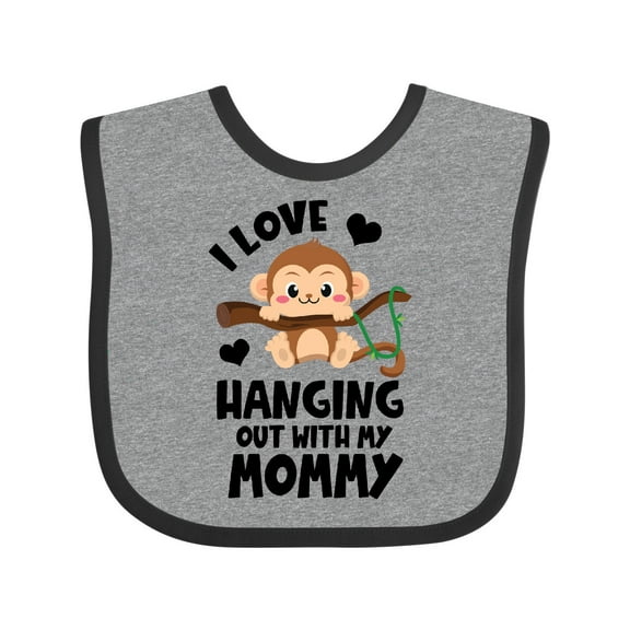 Inktastic Monkey I Love Hanging out with My Mommy Boys or Girls Baby Bib