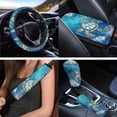 thumbnail image 3 of Uorisanigo Blue Turtle Car Seat Cover Full Set for Men, with Center Console Pad Steering Wheel Cover Gear Shift Covers Handbrake Seat Belt Shoulder Pad Coasters Key Chains, 18 Pieces Car Decor, 3 of 7