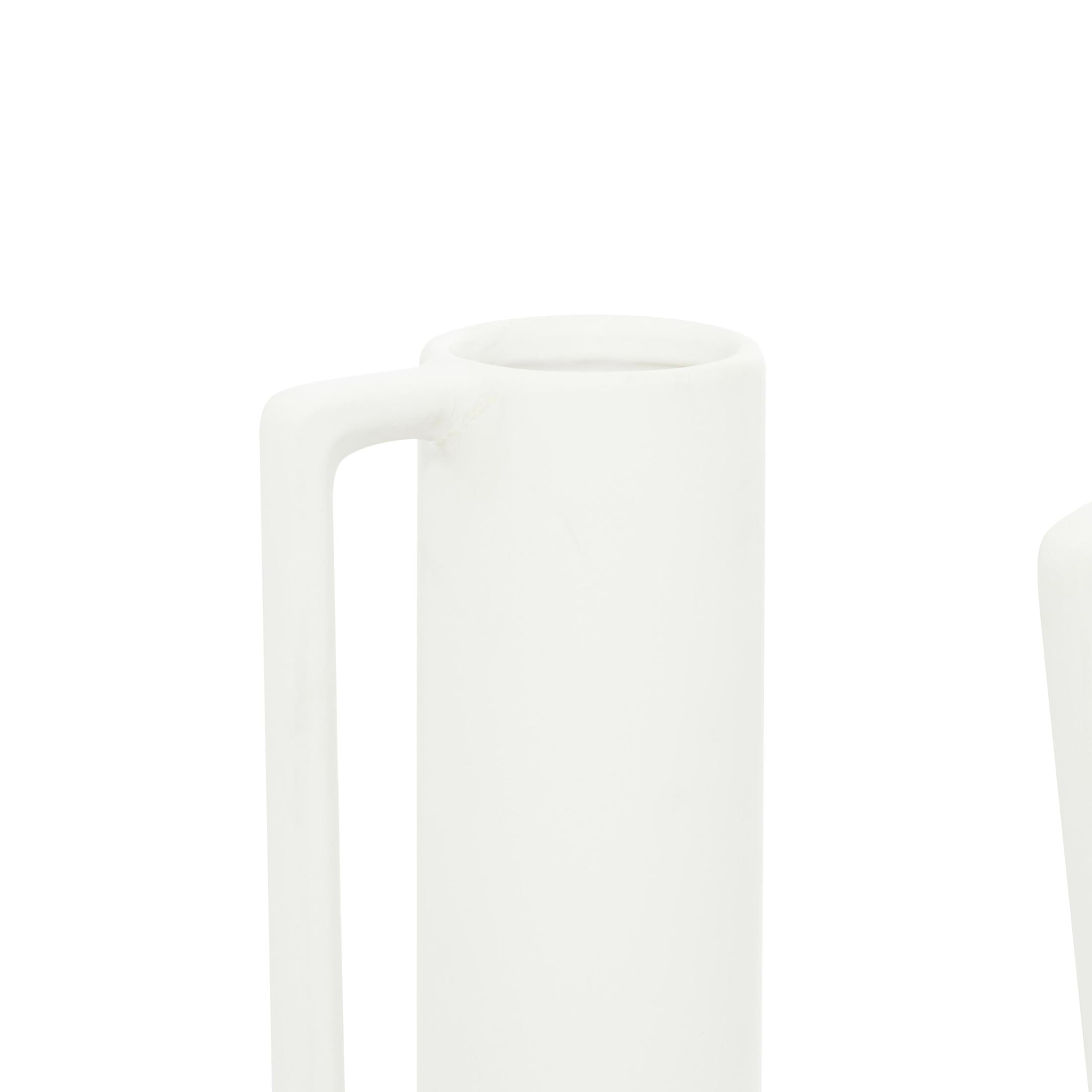 CosmoLiving by Cosmopolitan 17", 16", 16"H White Ceramic Vase with Sleek Handles, Set of 3