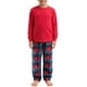 thumbnail image 1 of Pijamas de familia de cuadros Inspire Chic para niños, con camiseta de manga larga y pantalones, color rojo, 1 of 4
