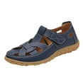 thumbnail image 2 of Hinvhai Women's Closed Toe Leather Sandals,Casual Comfy Orthotic Softsole Ankle Strap Boho Gladiator Beach Shoes Blue 7.5(40), 2 of 4