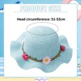 thumbnail image 2 of 51-52 cm circunferencia del sombrero sombrero de verano para niños sombrero de paja de flores sombrero de lavabo grande sombrero de paja protector solar para playa, 2 of 5