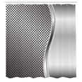 thumbnail image 4 of Grey Shower Curtain, Cool Background with Square Shaped Grid Speaker Featured Industrial Iron Design Print, Fabric Bathroom Set with Hooks, 69W X 70L Inches, Silver, by Ambesonne, 4 of 4