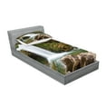 thumbnail image 2 of Ambesonne Nature Fitted Sheet & Pillow Sham Set, Waterfalls in Mountains, Twin, Green Brown, 2 of 2
