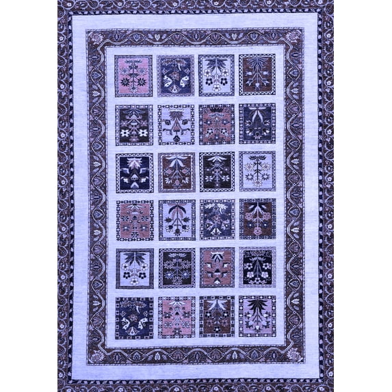 Ahgly Company Machine Washable Indoor Rectangle Abstract Blue Modern Area Rugs, 5' x 7'