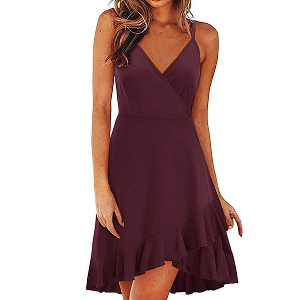 Vestido casual de verano con volantes, estilo italiano, ajustable, con escote en V y estampado floral para mujer