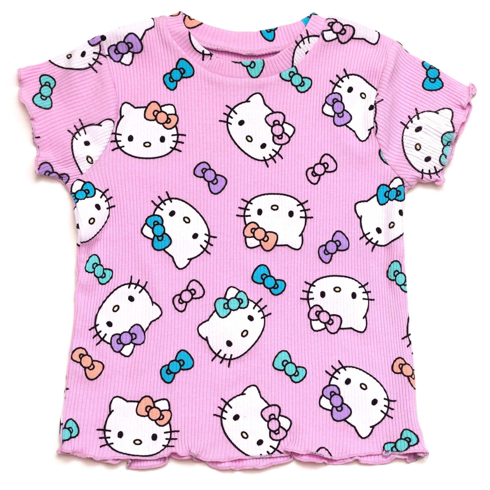 Hello Kitty Ribbed T-Shirt and Shorts Outfit Set Newborn to Little Kid