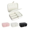 thumbnail image 1 of HLONK Jewelry Box  Small Portable Travel Case  2 Layers Organizer Display Storage Holder Box for Rings  Earrings  Necklaces  Bracelets (White), 1 of 7