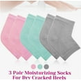 thumbnail image 2 of Moisturizing Gel Heel Socks for Dry Cracked Feet, Shynek 3 Pairs Spa Socks Lotion Toeless Socks for Women Dry Cracked Heel Feet Repair, Foot Care (Grey, Pink, Blue), 2 of 5
