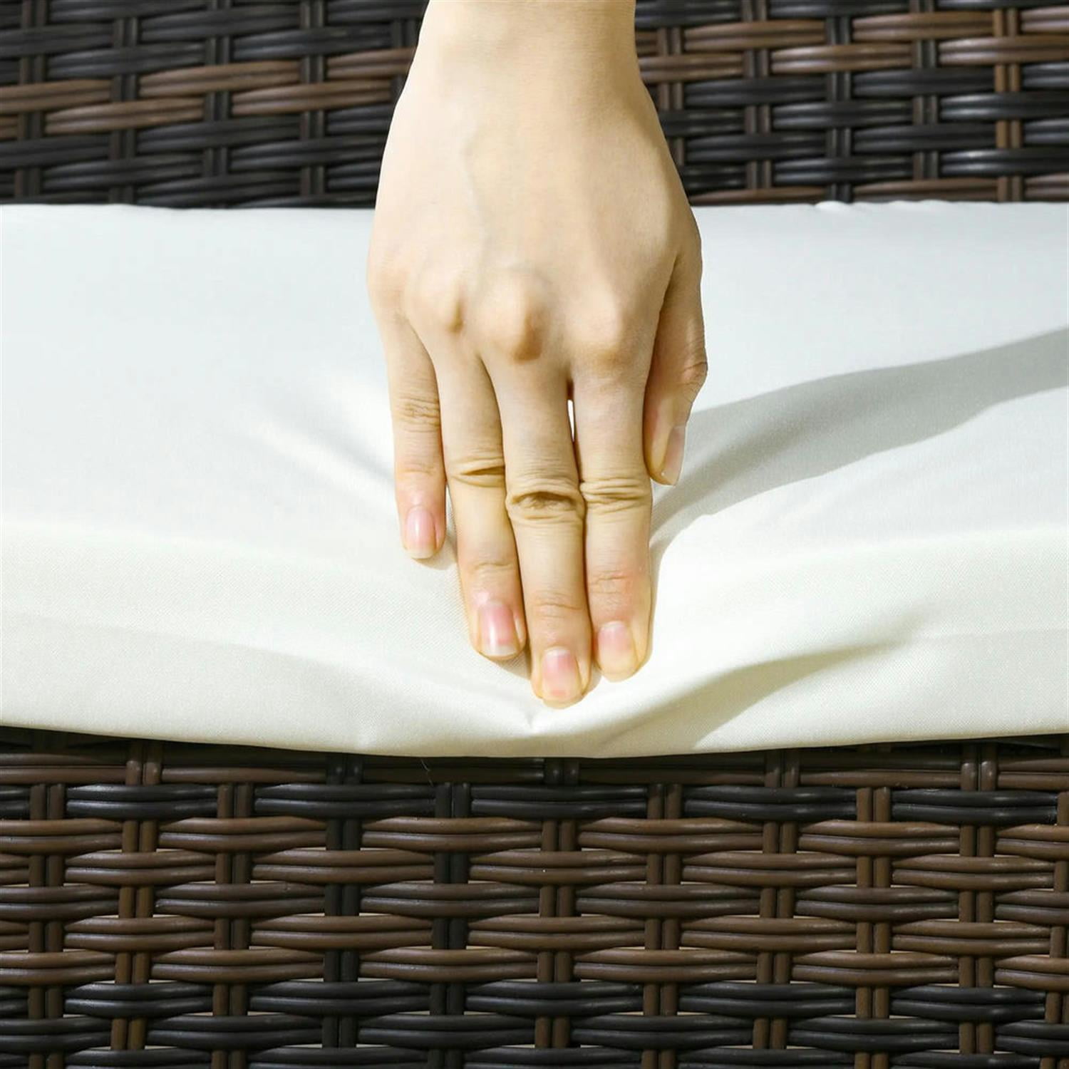 Demi Bonn Outdoor Dining Chairs Set of 4 with Backrest, PE Rattan Patio Dining Room Chairs with Cushion for Garden, Backyard, Lawn, Brown