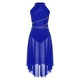 thumbnail image 4 of Xnihocha Women's Lyrical Dance Costume Rhinestone Ruched High-Low Dress Modern Dance Skirted Leotard Blue S, 4 of 7