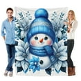 thumbnail image 2 of Soft Warm Snowman Blanket Charming Blue Snowman Flannel Blanket Soft Warm Lightweight Tear-Resistant Design for Travel Camping Home Office Sofa & Bed All-Season Comfort Christmas Blanket, 2 of 7