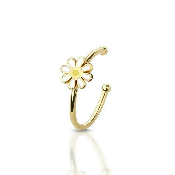 Nose ring Hoop Dainty Daisy Design Surgical steel 20 Gauge