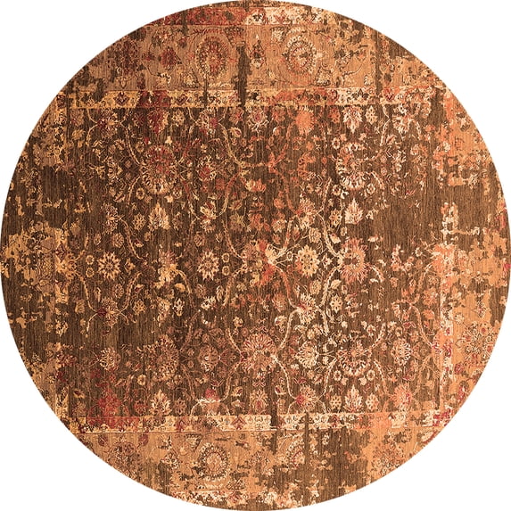 Ahgly Company Indoor Round Oriental Orange Industrial Area Rugs, 8' Round