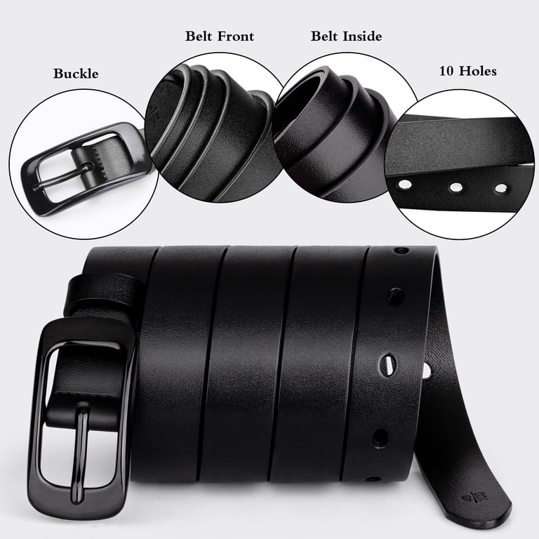 Maikun Women's Leather Pin Buckle Belt, Black photo 3