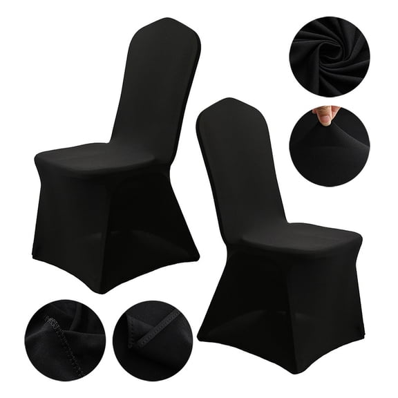 Namzi 2pcs Chair Covers Universal Stretch Washable Fitted Dining Room Chair Covers Protector for Wedding, Holidays, Banquet, Party, Celebration 17.71*17.7*35.43inch (Black)