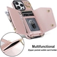 thumbnail image 6 of Compatible with iPhone 15 Pro Max Wallet Case with Card Holder Crossbody Neck Strap Lanyard Wrist Strap Purse for Women PU Leather Flip Case with Credit Card Kickstand Stand Case Rose Gold, 6 of 9