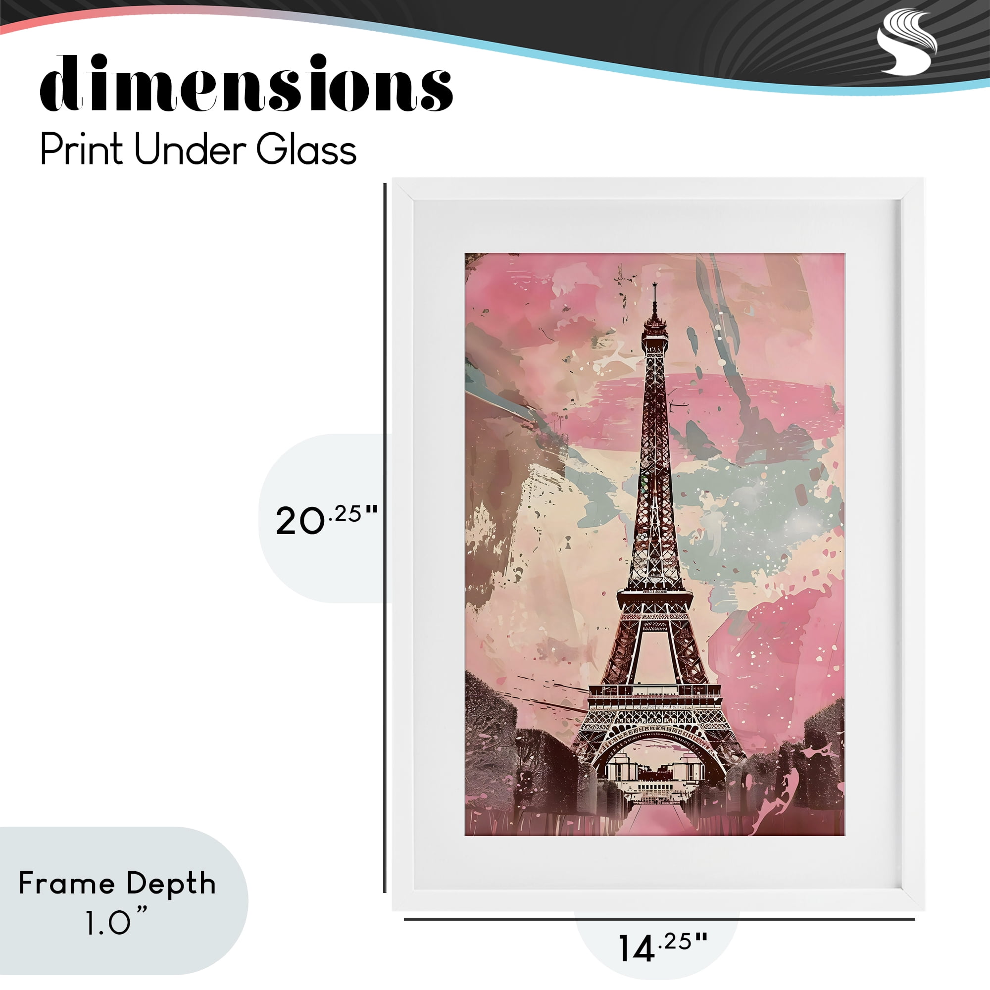 Stupell Industries Parisian Tower Pink & Blue White Framed Print Under Glass, design by Creative Studio