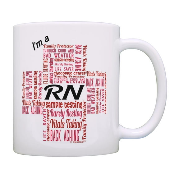 ThisWear RN Gifts for Nurses I'm a RN Essential Attributes 11oz Ceramic Coffee Mug RN