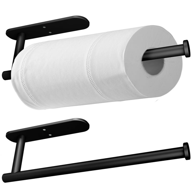 Paper Towel Holder Wall Mount, WeGuard Dual-Use Self Adhesive Paper Towel  Holder Under Cabinet with Screws, 13in (Black)-Paper Towel Rack SUS 304