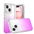 thumbnail image 2 of For Apple iPhone 15 Pro (6.1") Hybrid 3in1 Clear Two Color Tone Transparent Shockproof Rubber TPU + Hard Protective Frame Cover ,Xpm Phone Case [ Clear + Purple ], 2 of 5