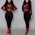 thumbnail image 3 of Camiseta básica de mujer, camiseta Sexy de manga larga transparente informal con respaldo para mujer, camiseta de cuello redondo para fiesta, Club, Tops femeninos, primavera, vino, rojo M Vogacara AP008921-08, 3 of 7