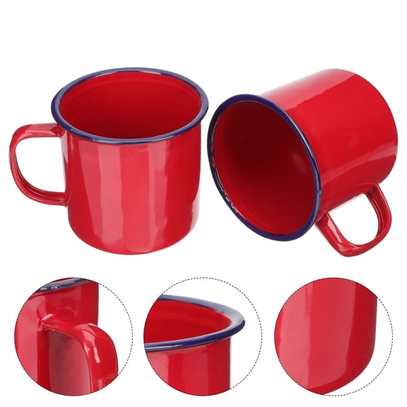 WEUVEB Camping Coffee Mugs Enamel Enamel Mug Retro Daily Use 2pcs