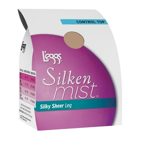 Leggs Womens Silken Mist Control Top, Sheer Toe Pantyhose 4-Pack, Q, Nude