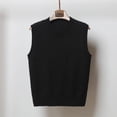 thumbnail image 2 of Spring Knit Sleeveless Sweater Vest for Women Solid Color Round Neck Layering Top Autumn Casual Wear Crew Neck Black XXXL, 2 of 4