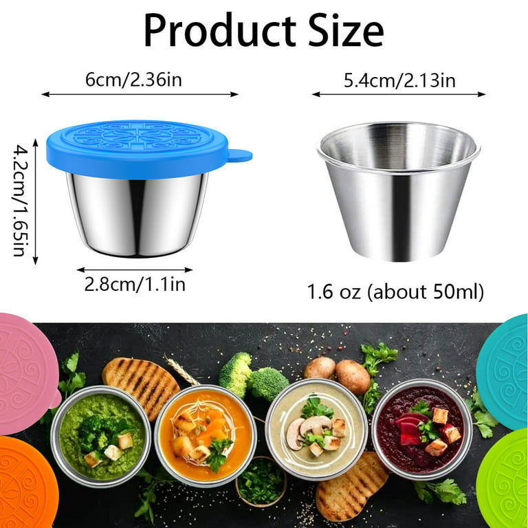 Set Of 6 X 1.6 Oz Stainless Steel Salad Dressing Container To Go