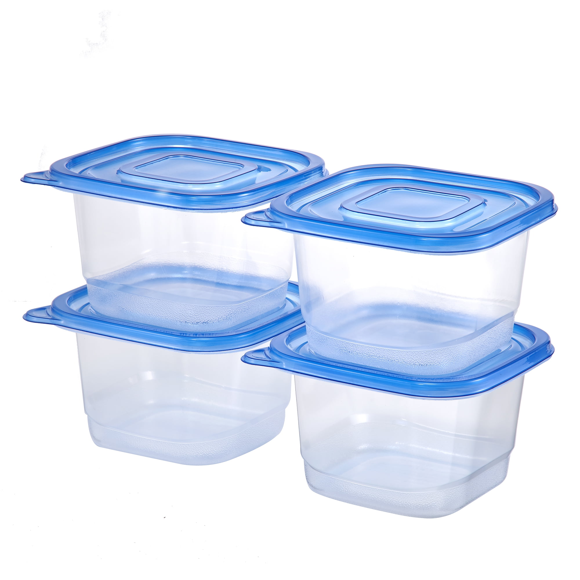(3 pack) Mainstays 4 Pack 4.4Cup Plastic Square Food Storage Container