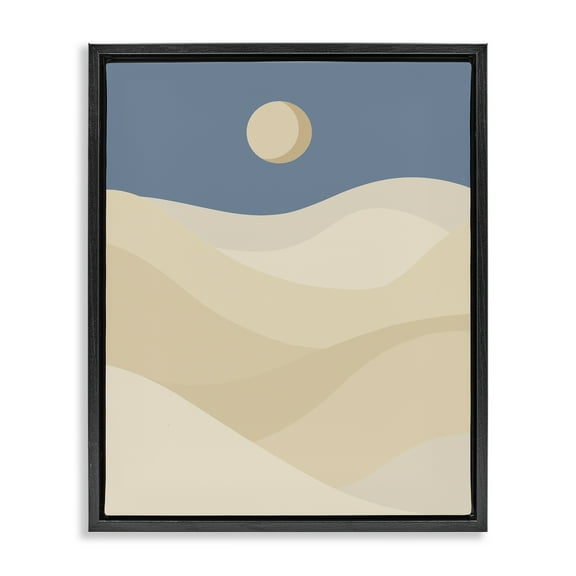 Stupell Industries Desert Dunes & Moon Landscape & Nature Painting Black Floater Framed Canvas Art Print Wall Art, 17 x 21