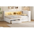 thumbnail image 2 of Noble House Full Wood Daybed with Storage Shelves,2 Drawers USB & LED Charging,White, 2 of 14