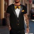 thumbnail image 7 of UVEASISHA Funny Shirts for Men 3D Tuxedo Print Short Sleeve Graphic Tees Regular Fit Casual Crewneck Pullover Valentines Day Party T-Shirts Yellow M, 7 of 7