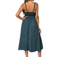 thumbnail image 3 of Boho Spaghetti Strap Midi Robe V Cou Floral Polka Dot Hawaïen une Ligne Swing Robes Robe avec Poche de Ceinture, 3 of 4