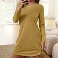 thumbnail image 2 of Helii Solid Color Nightgowns for Women Crewneck Long Sleeve Sleepshirt Soft Comfy Dressy Pajamas Casual Sleepwear Yellow XXXXXL, 2 of 4