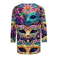 thumbnail image 5 of YABCSAZ Womens Mardi Gras Shirt New Orleans Carnival Party Long Sleeve Shirts Top 3D Funny Printed Oversized Tops,Gifts for women, 5 of 5