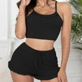 thumbnail image 2 of XuJwPNcy Womens Lounge Pajamas Sets Summer Cami Tops with Ruffle Shorts Sleepwear Knit Camisole Pj Sets, 2 of 6