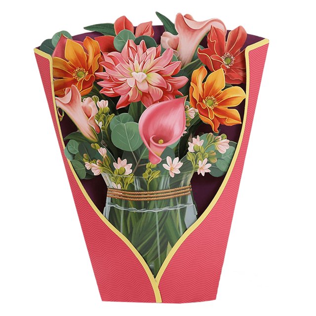 Ramo de flores de papel 3D tarjeta de felicitación flores de papel creativas tarjetas emergentes ramo de flores para siempre regalos para el día de la madre