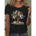 thumbnail image 1 of Women's Easter Egg Tree Graphic T-Shirt - Casual Crew Neck, Short Sleeve, Polyester Blend, Machine Washable, Vibrant Spring/Summer Top Tee For Adult, Men, Women, Teen, Teenager, Adolescent, Youth., 1 of 8
